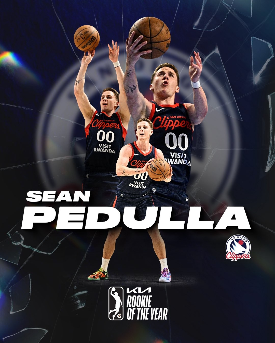 官方：快船双向合同后卫肖恩-佩杜拉当选G联赛最佳新秀